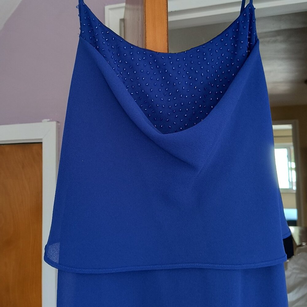 Sweet blue chiffon formal dress size 4-6 full-length with a tie back